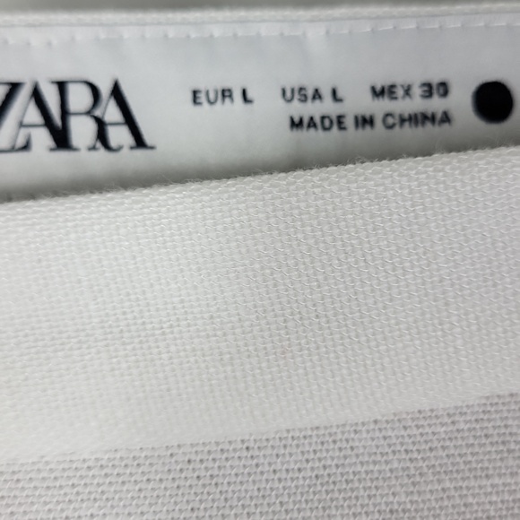 NWOT Zara $109 Collection Linen Skirt Contrast Embroidery White. Size L - Picture 10 of 11